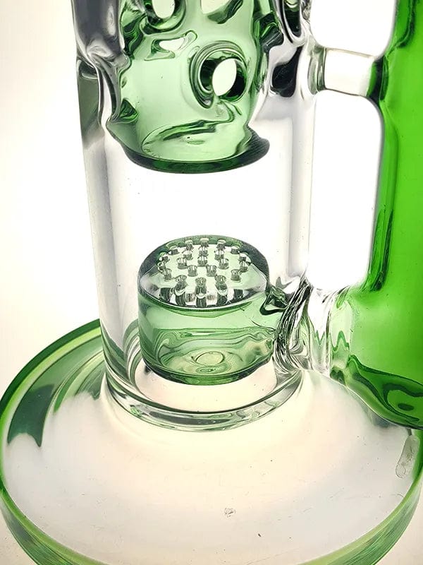 Emerald 12.5" Straight Fab Water Pipe with Seed of Life Perc & Quartz Bowl