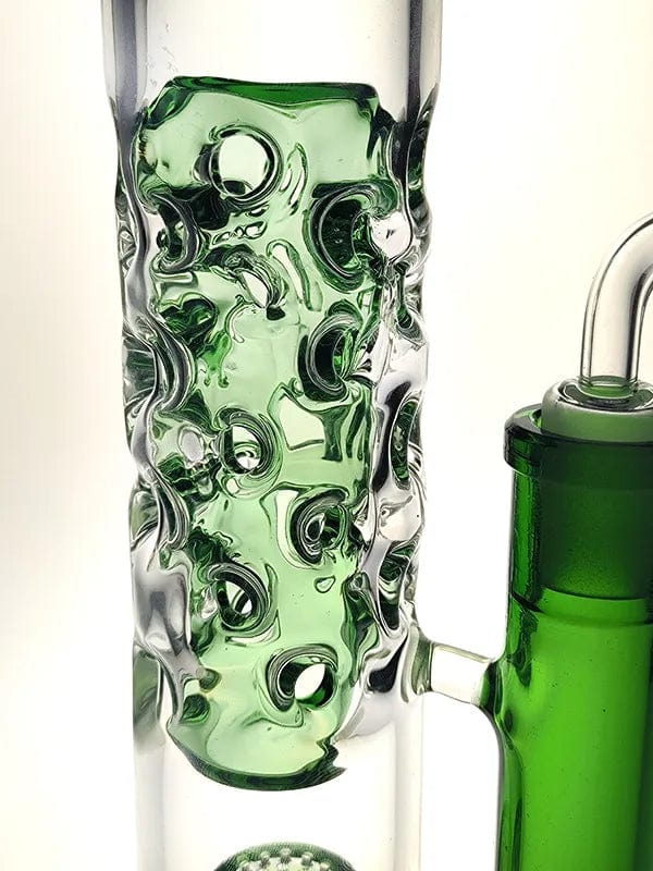 Emerald 12.5" Straight Fab Water Pipe with Seed of Life Perc & Quartz Bowl