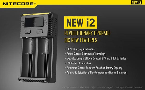 NITECORE NEW I2 2 BAY LI-ION BATTERY CHARGER