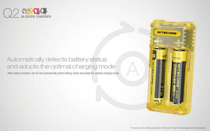 NITECORE Q2 2-BAY LITHIUM ION BATTERY CHARGER - YELLOW