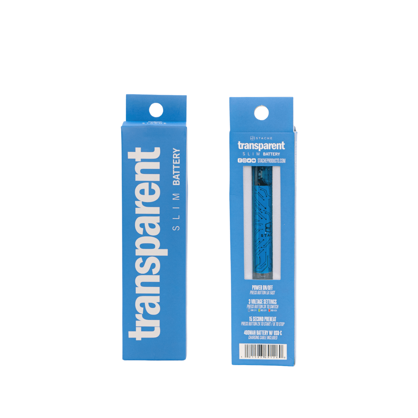 Blue Stache - Transparent 510 battery