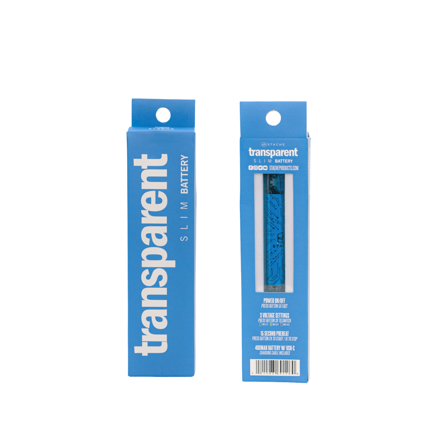 Blue Stache - Transparent 510 battery