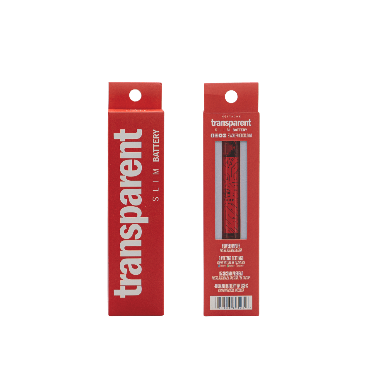 Red Stache - Transparent 510 battery